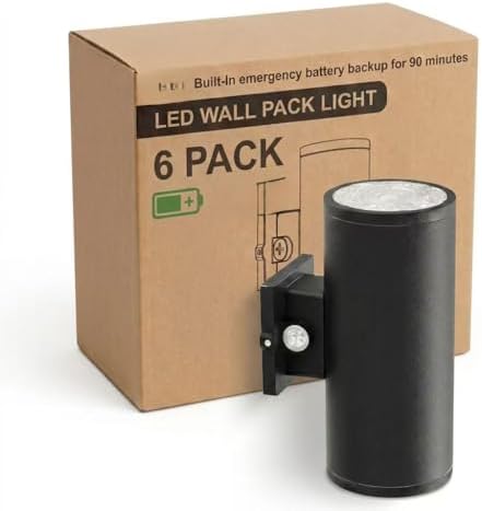E2 LIGHTING 6 Pack LED Wall Mount Cylinder, Up & Down Outdoor Wall Sconce by E2LightingUSA