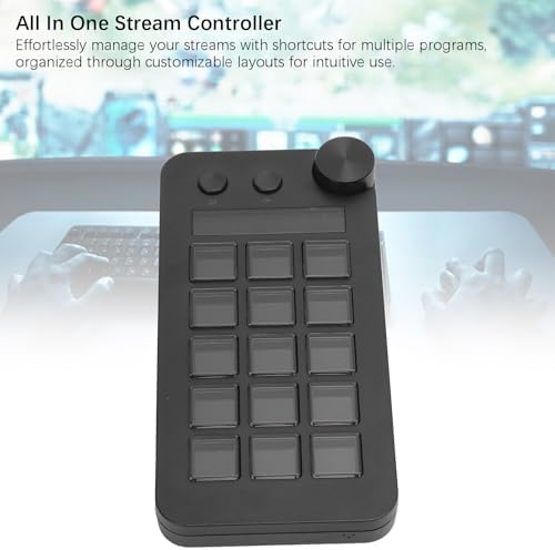 Stream Controller, Stream Control Deck with Knob 15 Macro Keys, Customizable Visual Keyboard Trigger Actions in Apps Software for PC, LCD Keys Stream Controller (Black) - Image 3