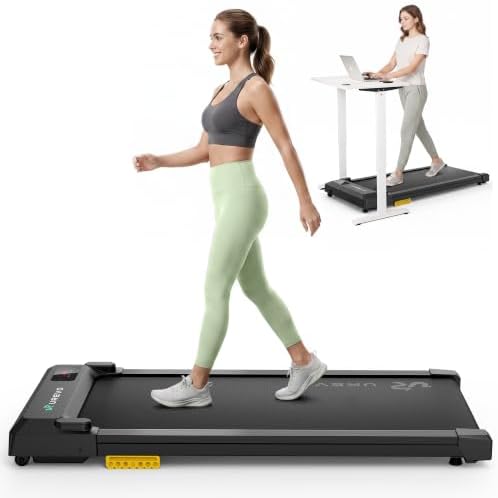 UREVO Smart Walking Pad, Standing Desk Treadmill with Double Shock Absorption, Quiet Operation, Workout APP with Track Insights and MIIT Mode, Plug and Play, Remote or APP Control for Home Office by UREVO