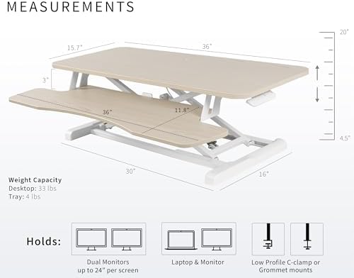 VIVO Light Wood 36 in Standing Desk Converter, DESK-V036KF - Image 3