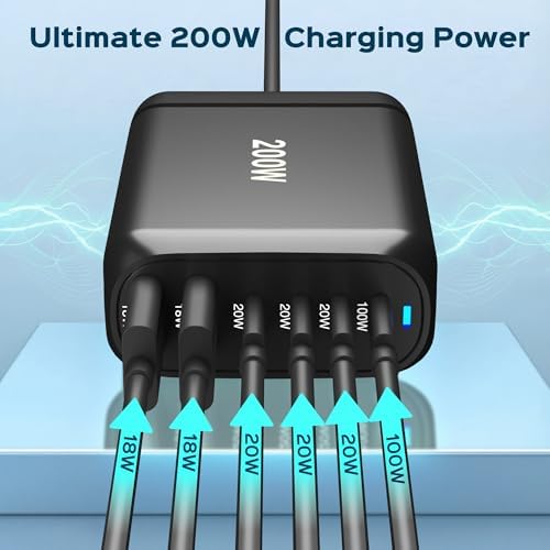 Turonic 200W USB Charging Station with Stand, 6-Port Fast Charge - Image 4
