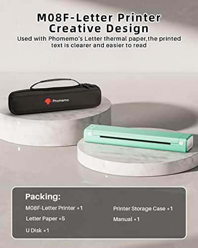 Phomemo Portable Wireless Printer - Travel-Sized, Compatible with iOS & Android, Bluetooth, Supports 8.5" X 11" Letter Thermal Paper, Includes 1 Case - Image 3