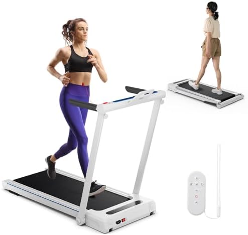 GYMAX Walking Pad Treadmill, 3 in 1 Folding Treadmill with Removable Desktop, Remote & 12 Preset Programs, 2.5 HP Under Desk Walking Pad Running Machine for Home Gym Exercise Workout by GYMAX