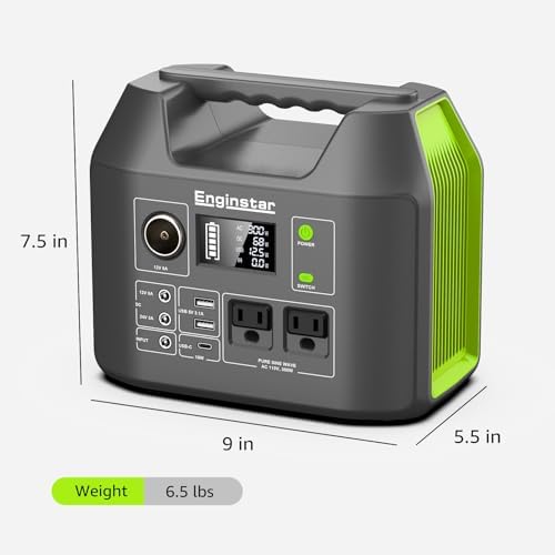 EnginStar Solar Generator, 300W Portable Power Station, 296Wh Lithium Battery Backup w/Two 110V Pure Sine Wave AC Outlet for Camping Road Trip RV, 80000mAh Sufficient Power Supply for Blackout - Image 5