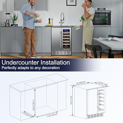FoMup Wine and Beverage Refrigerator Undercounter, 24 Inch Beverage and Wine Cooler Dual Zone with Upgraded Cooling, 18 Bottles and 57 Cans Large Capacity Beverage Fridge for Outdoor Kitchen - Image 6