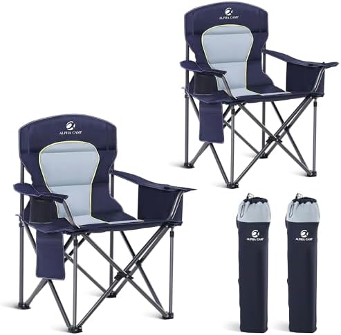 LET'S CAMP Folding Camping Chair Oversized Heavy Duty Padded Outdoor Chair by LETSCAMP