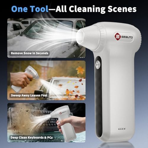 Electric Air Duster 200000RPM Brushless Motor, Cordless Compressed Air Blower with 4 Nozzles & 2 Brushes, 85m/s Powerful Rechargeable Cleaner for PC, Car, Keyboard & Electronics (Frost Silver) - Image 6