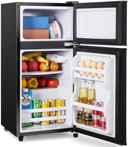 3.2 Cu.Ft Mini Fridge with Freezer, 7-Level Cooling Small Refrigerator by CucinaMagica