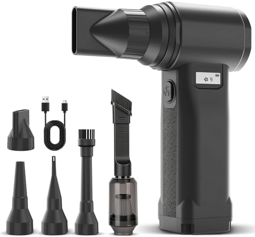 Electric Compressed Air Duster, 300,000RPM Cordless Air Blower for Dust Removal, Duster/Vacuum 2-in-1 with 10 Speeds, 20000mAh Rechargeable & 5 Nozzles Dust Blower for PC, Keyboard, Car, Outdoor by Unknown