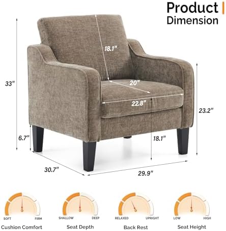 VINGLI Accent Chairs Set of 2, Modern Traditional Armchair for Living Room - Image 2
