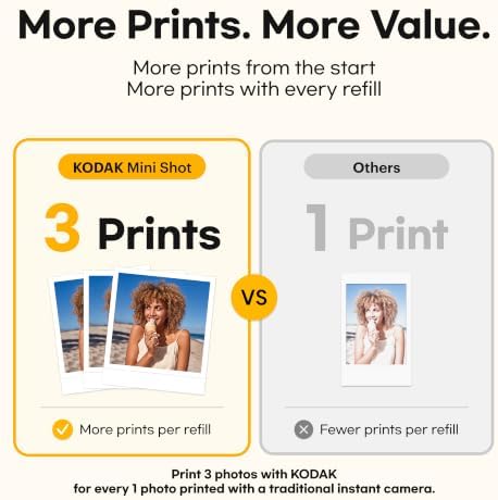 KODAK Mini 3 Retro 3x3 Portable Photo Printer, 38 Sheets Gift Bundle, White - Image 3