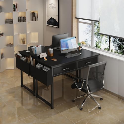 DLisiting Computer Desk with Fabric Drawers for Home Office Bedroom, 40 Inch Small Gaming Desk with 2 Drawers, Study Writing Table PC Desks, Black - Image 5