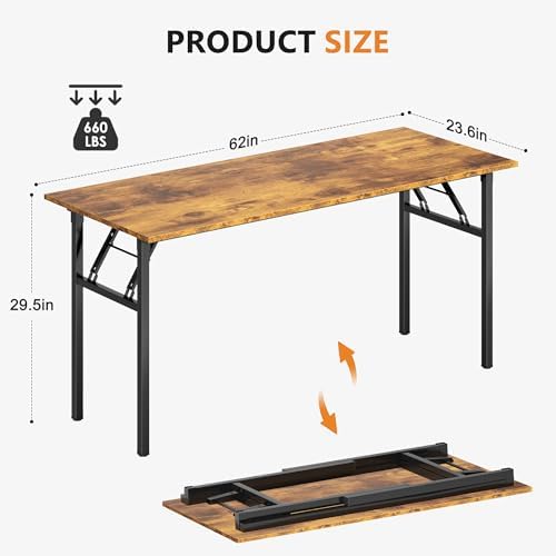 Need Office Computer Desk 62 Inch Sturdy Folding Laptop Table Retro - Image 3