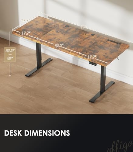 OffiGo 79" Executive Electric Standing Desk Height Adjustable, Rustic Brown - Image 4