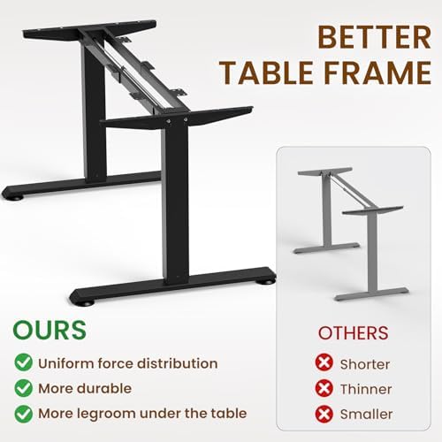 Veken 63"x28" Wider Large Standing Desk, Electric Height Adjustable, Brown - Image 7