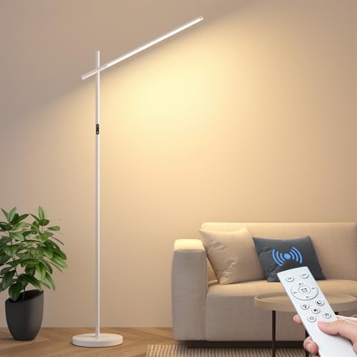 LED Corner Floor Lamp, 360°Rotating Head, Super Bright 1800LM Dimmable Minimalist Floor Lamps with Remote Control,3000K-6000K Modern Corner Light,67" Tall Standing Lamp for Living Room,Office - White by Nintiue