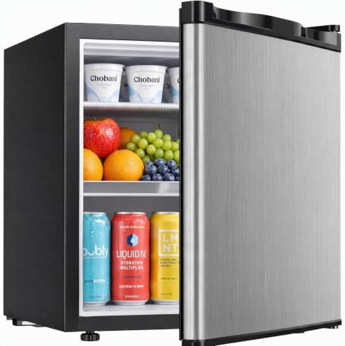 Icyglee 1.7 Cu.Ft Mini Fridge with Freezer, Compact Refrigerator, Silver by ICYGLEE