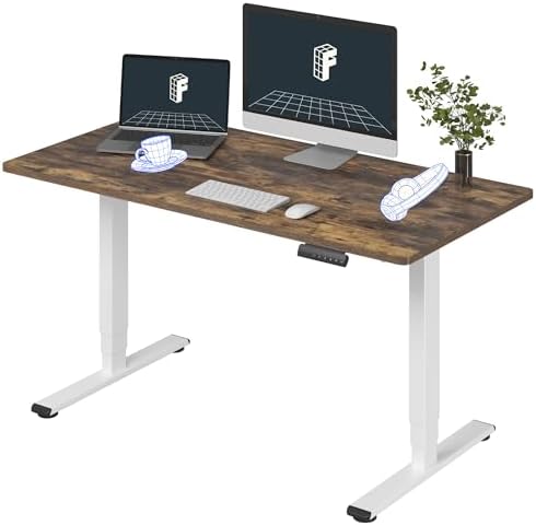 FLEXISPOT E6 3-Stage Dual Motor Electric Standing Desk 55 x 28 Sit Stand Up Desk, Holds 220 lbs, Adjustable Height w/Memory Presets, One-Piece Special Walnut Desktop & White Frame, Ships in 2 Boxes by Unknown