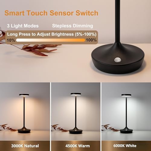 YHT Rechargeable Cordless Table Lamps 6000mAh LED Battery Table Light - Image 3