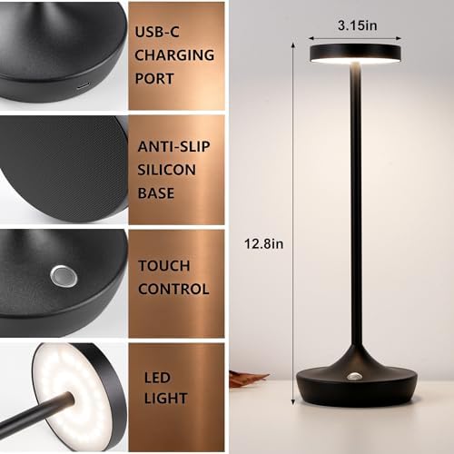 YHT Rechargeable Cordless Table Lamps 6000mAh LED Battery Table Light - Image 6