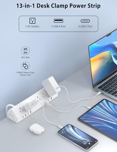 Jgstkcity Desk Clamp Power Strip USB C 45W,1200J Surge Protector - Image 2