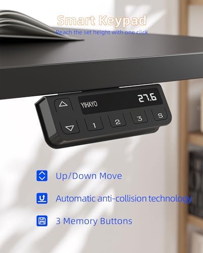 YIHAYO Electric Standing Desk, 40 x 24 Inches Stand Up Desk with Splice Board, Adjustable Height Desk, Computer Desk for Home Office, Black Frame/Black Top - Image 5