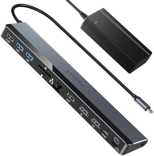 USB C Docking Station Dual Monitor 4K@60Hz, 12-in-1 Laptop Dock with 2*HDMI, 4*USB, Thunderbolt 3/4 Dock, SD/TF Slot, Ethernet, Audio, 96W Power Adapter, for HP, Lenovo, Dell, ASUS,Surface by NewQ