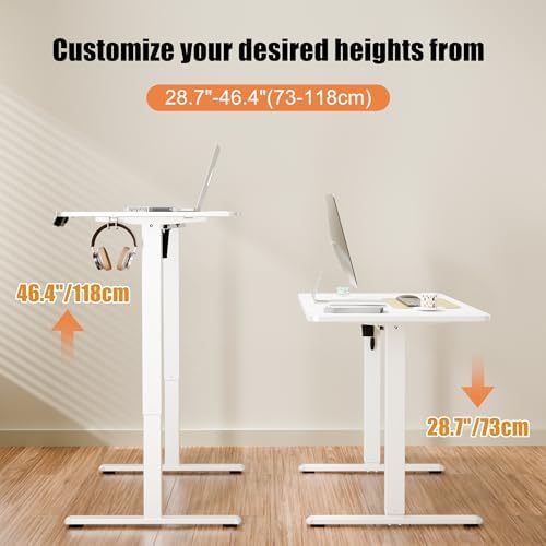 ERGOMAKER 47"x24" Standing Desk, Height Adjustable Sit-Stand Office, White - Image 4