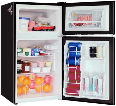 Frigidaire Retro Mini Fridge with Freezer & Side Bottle Opener-Small 2 Door Refrigerator for Office Bar or College Dorm Room-3.2 Cu Ft – 19"" D x 20.5" W x 33.5" H (Onyx) - Image 2