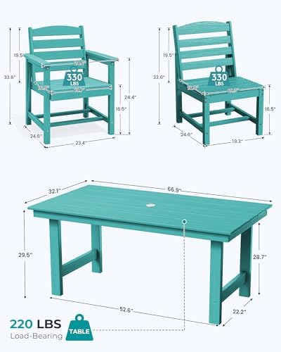 SERWALL HDPE Outdoor Dining Furniture, Outdoor Dining Set for 10, Aruba - Image 4