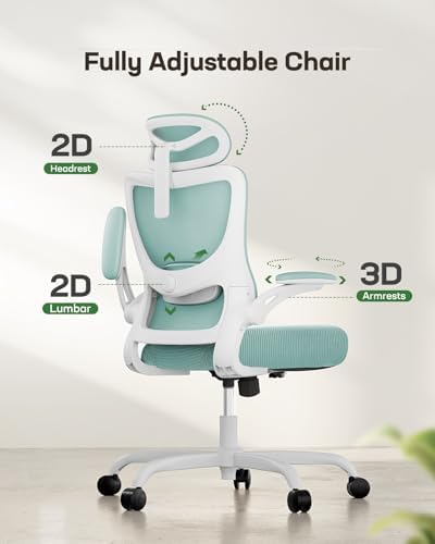 Marsail Ergonomic Office Chair: Office Desk Chair with High Back Mesh and Adjustable Lumbar Support Rolling Work Swivel Task Chairs with Wheel 3D Armrests and Headrest - Image 3