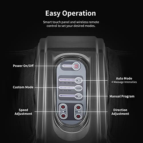 GIANTEX Shiatsu Foot Massager Machine for Feet, Nerve Pain Therapy Spa Gift Deep Kneading Rolling Massage for Leg Calf Ankle, Electric Shiatsu Foot Massager w/Remote, 4 Modes, Gray - Image 4