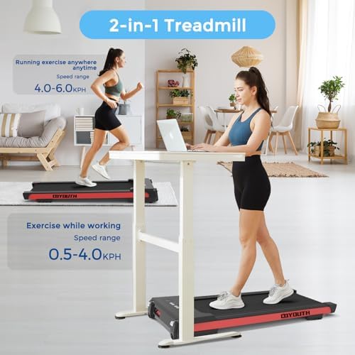 GOYOUTH Walking Pad Treadmill, Under Desk Treadmill for Home Office, Wide Belt Compact Treadmills 300 lbs Capacity, 2.25HP Shock-Absorbing Walking Jogging Running Machine Remote Included - Image 6