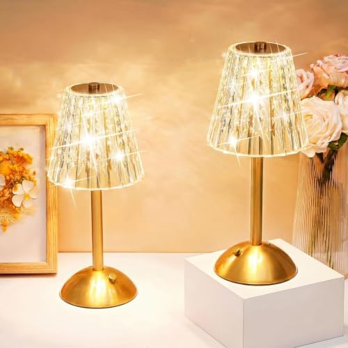 Liliful 8 Pcs Cordless Table Lamp LED Touch, Gold, Classic Style by Liliful