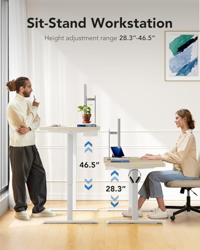 HUANUO 60 x 30 Inch Large Electric Standing Desk, Brushless Motor, Natural - Image 6