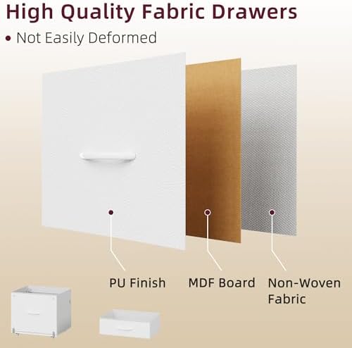 HIGDBFE File Cabinet with 2 Fabric Drawers and Printer Stand, White - Image 6