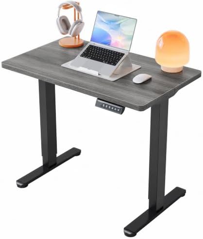 HUANUO 32x19 Inch Small Electric Standing Desk, Adjustable, Grey by HUANUO