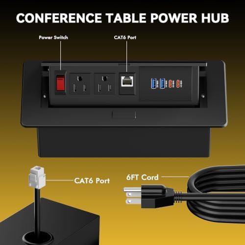 Kungfuking Conference Table Power Outlets with 2 USB C PD 30W, CAT6 Port - Image 4
