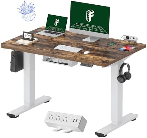 FLEXISPOT EN2 48"x30" Whole-Piece Standing Desk with Power Strip by Unknown