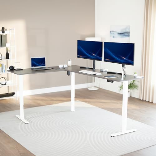 VIVO Dark Gray 84 x 63 in Corner Standing Desk, DESK-E3CTWG-84 - Image 2
