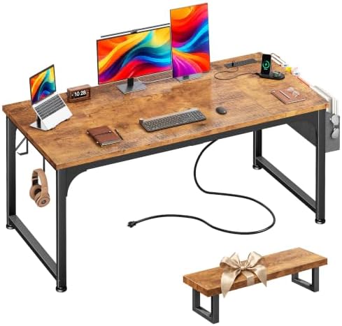 DurayLoly 47x24“ Computer Desk, 2X Thicker Desktop,2.2” Steel Frame, White by Durayloly