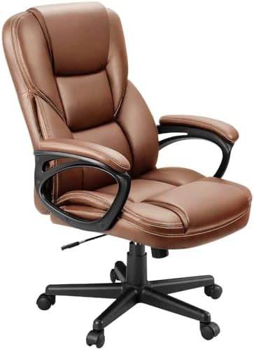 Furmax Office Executive Chair High Back Adjustable Managerial Home Desk Chair, Swivel Computer PU Leather Chair with Lumbar Support (1, Light Brown) by Furmax