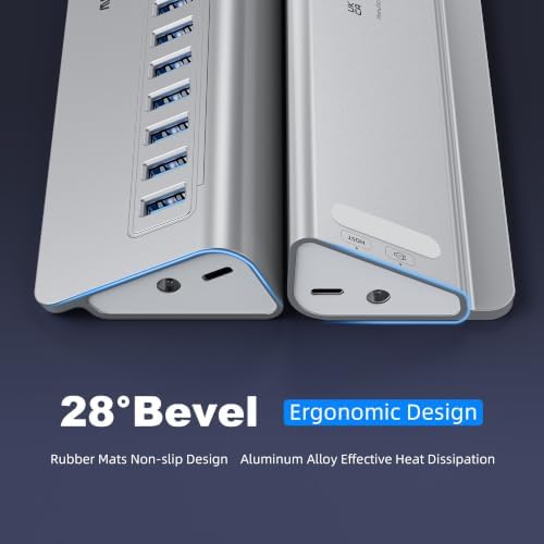 Powered USB Hub 10Gbps, intpw 16-Port USB 3.2/USB A Hub (16 x USB-A 3.2), USB Hub Powered with 65W Power Adapter, 3Ft Cable, Aluminum USB Hub for PC/Laptop,Computer, Flash Drive, Printer, Camera - Image 4