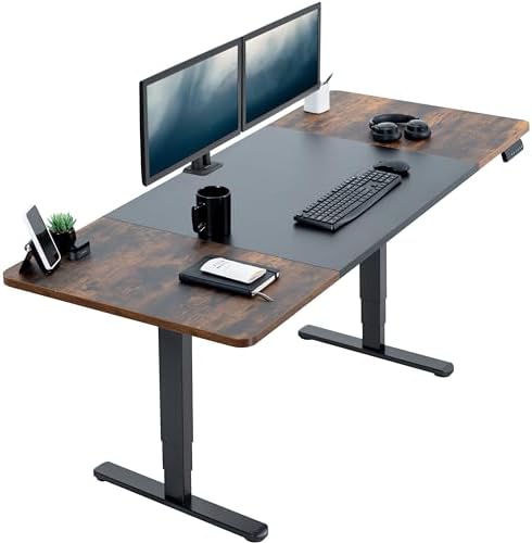 VIVO Black/Vintage Brown 71 x 30 in Standing Desk, DESK-KIT-2B7BN by VIVO