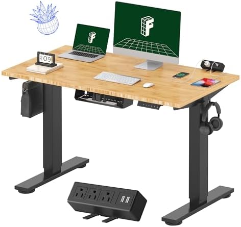 FLEXISPOT EN2 48"x24" Bamboo Electric Standing Desk with Power Strip Bundle by Unknown