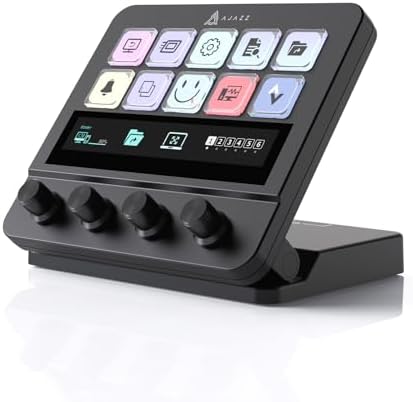 AJAZZ Macro Keypad Stream Controller Deck Gaming Streaming Shortcut Keyboard, 10-Key LCD Programmable Visual AI Touchpad with 4 Rotary Knobs for YouTube, Desk Office Setup, Laptop, PC, Mac by AJAZZ