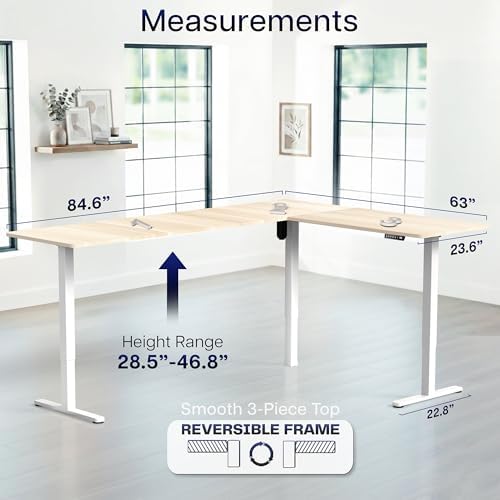 VIVO Light Wood 84 x 63 in Corner Standing Desk, DESK-E3CTWC-84 - Image 5