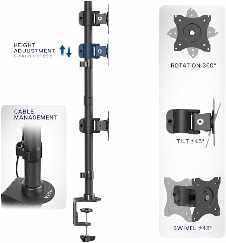 VIVO Dual Monitor Desk Mount Stand with Height Adjustment and VESA Plates for 2 LCD Ultrawide Screens up to 34 inches, Stacked Array, STAND-V002R - Image 5