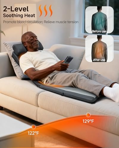 Snailax Full Body Massage Mat with Heat, Vibrating & Heating Massage Pad for Sofa, Recliner, Bed, Deep Kneading Shiatsu Back Massage for Chair for Back Comfort & Relaxation, Ideal Gifts for Men Women - Image 4
