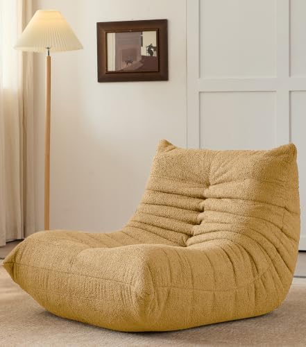 Adults Bean Bag Chairs Togo Couch Comfy Lazy Floor Sofa, Yellow, 1 Seater by SYFERLORY
